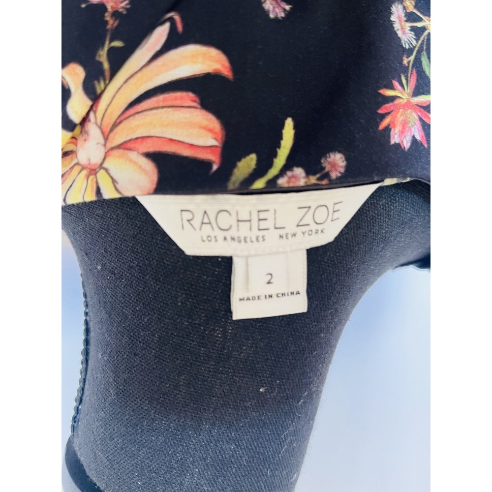RACHEL ZOE Women Longsleeve V-Neck Floral Mini Dress Size 2 - Picture 7 of 12